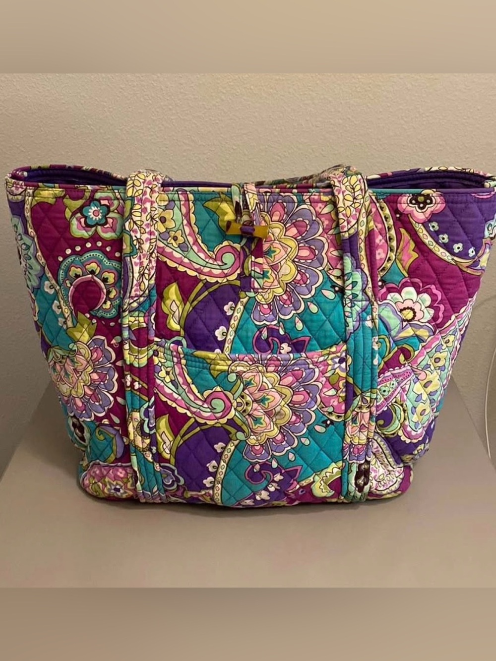 Retired Vera Bradley Heather Purple Paisley Shoulder Bag Tote